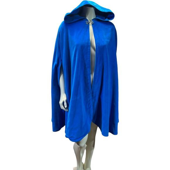 Royal Azure Velvet Hooded Cape with Satin Lining - Picture 13 of 15